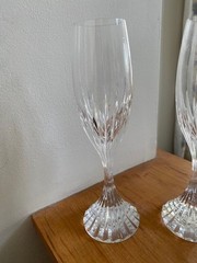 Baccarat Crystal Massena 8.5″ Champagne Flutes Lot Set of 2 Glasses Signed EUC