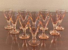 Vintage Morgantown Glass #7640 Pink SHERRY CORDIAL Cone Shape Glasses SET OF 10