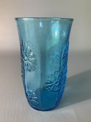 Anchor Hocking Springsong Laser Blue 16 oz Flat Iced Tea Tumbler 5 3/4″ x 3 1/8″