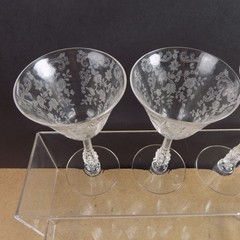 3 Cambridge Glass Chantilly 3779 Etched Liquor Cocktail Glasses 5.25″ Tall VGC