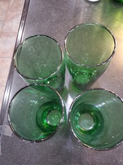 Set Of 4 Vintage Anchor Hocking Forest Green 6.5″ Straight Side Tumblers