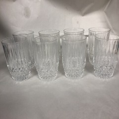 Set of 8 vintage FOSTORIA crystal CLEAR glass ASPEN hiball GLASSES 5 1/2” Tall