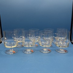 Crystal Arcadia Footed Glasses Handmade In Romania Lot Of 8
