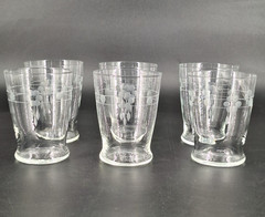 6 Antique Cut Floral Band Flat Tapered Tumbler Drinking Glasses 4″ USA