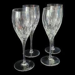 Set Of 4 Miller Rogaska Tulipe Crystal Wine Glasses High End Crystal 8.25″T EC