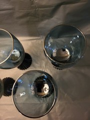 LOT OF 4 LENOX BLUE BELL CRYSTAL BLUE WATER GOBLETS RIB FOOTED BASE