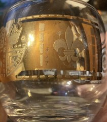 MCM mid century Pair Vito Bari Gold Roly Poly Glasses Culver Style Bar Glasses
