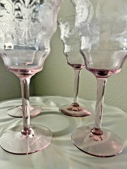 Balda Lavender Wine Glasses Depression Glass Set of 4 Central Glass Works