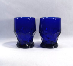 Vintage Viking Cobalt Blue Georgian Drinking Glass Tumblers Set Of 2