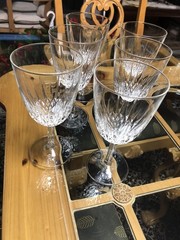 SET OF 6 Cristal d’Arques DIAMANT 6-3/4″ Crystal Claret Wine Glasses