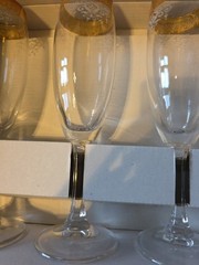 3 Box of 4 Each Cellini Crystal Stemware Glasses 24 KT Gold Trim Italy Vtg