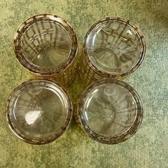 Vintage Imperial Glass SHOJI TRELLIS 22Kt Gold 5-3/4″ Glass Tumblers Set Of 4