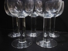 Midcentury Orrefors Crystal Sweden Column 5 Sm 6 5/8” Water Goblets Gunnar Cyren