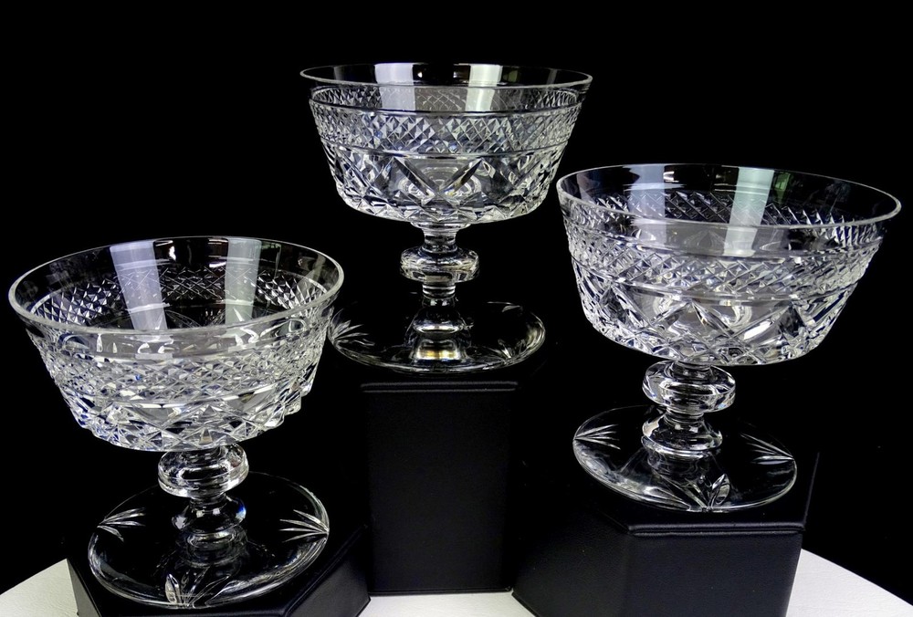 Libbey Rock Sharpe Crystal #1002 Shannon Pattern 3pc 3 1/2″ Low Sherbets 1942-