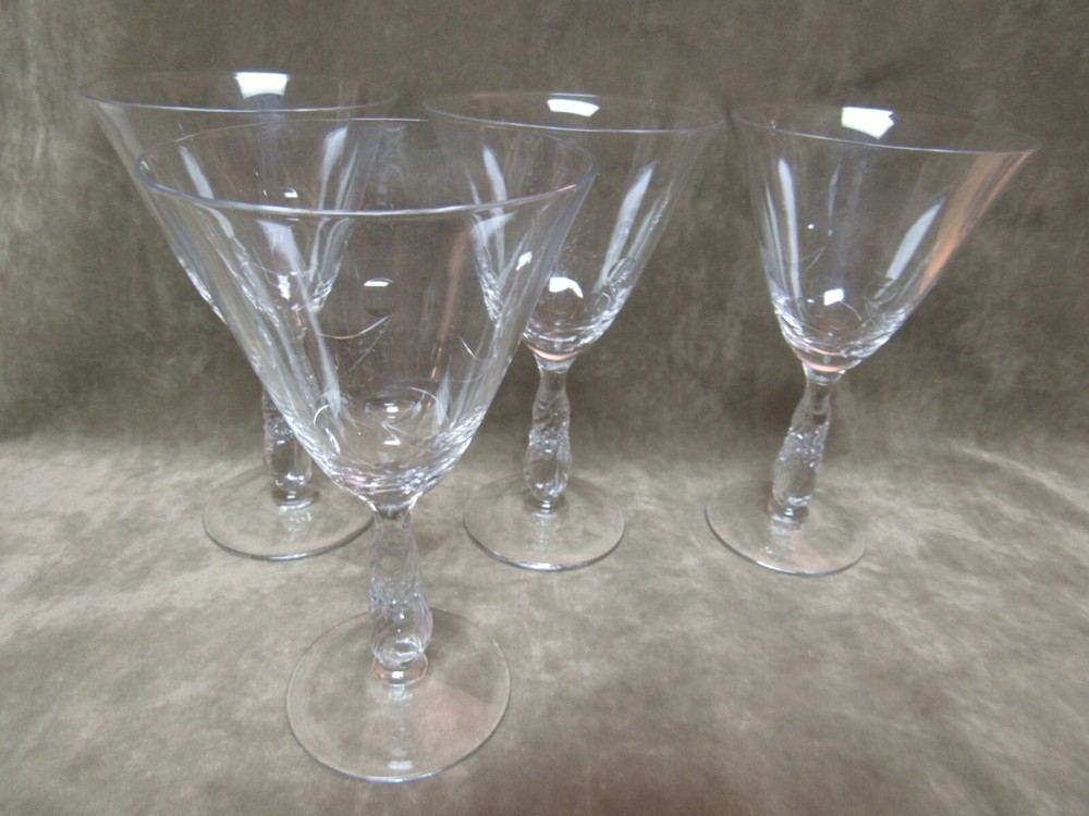 Vintage 1950’s Enchanting Orchid Cut Nancy Prentiss Water/Wine Stem Goblet Lot