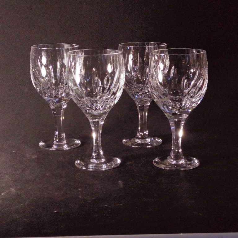ATLANTIS AZORES WATER GLASSES, Cut Lead Crystal, 6 5/8″, 8 oz, PORTUGAL, 4PCS