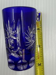 Vintage Bohemian Cobalt Blue Cut to Clear Crystal Cordial Glasses Set of 6 2.5”