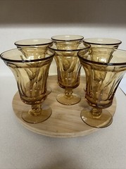 Fostoria Amber Goblets Set Of 6 Jamestown Vntg Swirl Glass 3″W x 3 1/2″Dia x 6″H
