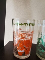 2 Vintage Cartoon Juice Glasses