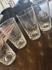 Set Of 4 Vintage Etched Wheat Pattern Highball Glasses