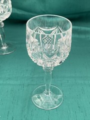 SET(4) VTG Kobe Crystal Diamond Cut 7 oz Wine Goblets W.Germany 6.75″H