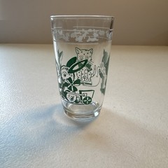 Vintage Kids Kraft Swanky Swig Juice Glass Green Cat Rabbit Bunny