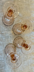 4- Cristal D’Arques Durand Rosaline Pink Swirl Goblets Stamped France 6 3/8