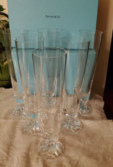 6 Tiffany & Co Tall Pilsner Glass Rock Cut 9 3/4” Germany Mother’s /Father’s Day