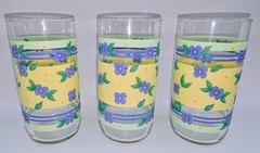 Set 6 Pfaltzgraff Summer Breeze 16 Oz Tumblers Glasses Blue Flowers Yellow Green