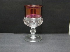 Vintage Tiffin Glass Kings Crown Ruby Flashed Thumbprint 8oz 5 3/4” Water Goblet