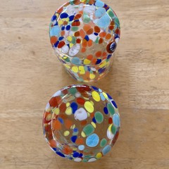 Arte di Murano Alessandro Coppola 2 Indented 10 Oz Glasses Italy Mouth Blown