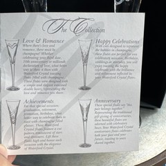 Waterford Crystal Love Romance Champagne Flutes Glasses w Box Wishes Collection