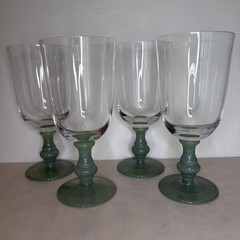 (4) Vintage Isabelle Green Iced Tea Goblets Glasses VILLEROY & BOCH Jade Stamped