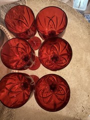 Marquis Waterford Brookside Red Crystal Wine Glass Set Of 6 Ruby Red Diamond Cut
