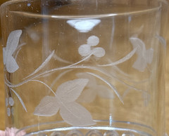 EAPG Ripley Wyandotte Button Band Leaves Berries Engraved Glass Tumbler 4″