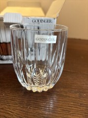 GODINGER CLEAR PLEAT DOUBLE OLD FASHIONED CRYSTAL TUMBLER 11 OZ 3.75″H 4 PCS NIB