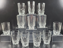 12 Arcoroc Artic Juice Glasses Set Clear Cut Drinking Tumbler Cristal France Lot