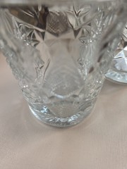 Vintage MCM Libbey Hobstar Heavy Whiskey Glass Low Ball Tumblers Set Of Two