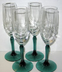 4 – Vintage Lenox Draped Swag Champagne Flute with a Green Stem