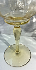 3 Blue Bell Yellow Tiffin-Franciscan Etched Champagne Sherbert 6″ Glasses