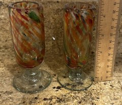 Confetti Art Glass 4.5” Tall Shot Glasses Set Of 2