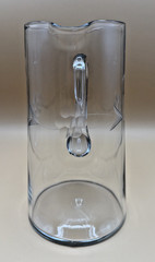 Vintage Clear Optic Glass Floral Etched Pitcher & 5 Glasses MCM Set
