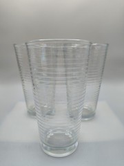 Clear Water Iced Tea Glasses With Ribbed Design (3) 6″H