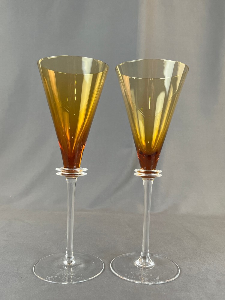 2 Union Street ASTA COLLECTION Amber 10″ Wine Glasses: MINT
