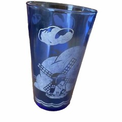 Cobalt Blue Sailboat Depression Glass 5 inch. Water Tumbler, Vintage Hazel Atlas