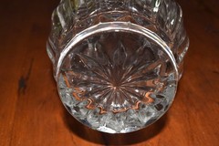 Crystal decanter set with stopper and four wine glasses, heavy