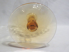 SET OF 6 FOSTORIA LOOP OPTIC AMBER STEM COUP GOBLETS #5093
