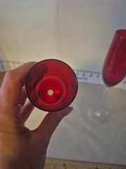 2 Lenox For The Holidays Ruby Red Flute Glasses Holiday Gems Barware EUC