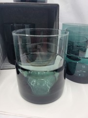 Blue/Green 20oz Hand Blow Artisian Marquis Tumbler By Waterford Beautiful SET 6