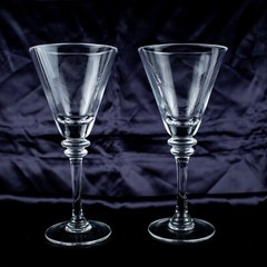 1960’s New York Vintage Crystal Clear Solid Round Coctail Martini Glasses Set 2
